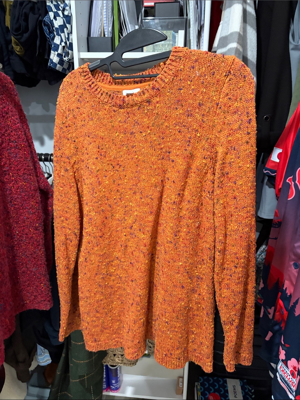 J. Jill Orange Speckled Crewneck Sweater